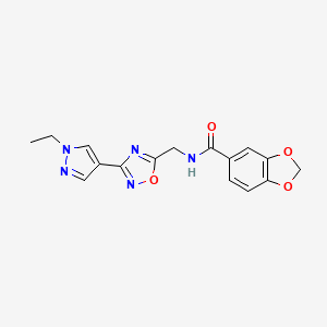 N-((3-(1-ethyl-1H-pyrazol-4-yl)-1,2,4-oxadiazol-5-yl)methyl)benzo[d][1,3]dioxole-5-carboxamide