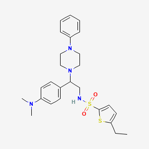 molecular formula C26H34N4O2S2 B2945559 N-{2-[4-(dimethylamino)phenyl]-2-(4-phenylpiperazin-1-yl)ethyl}-5-ethylthiophene-2-sulfonamide CAS No. 946317-06-2