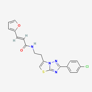 molecular formula C19H15ClN4O2S B2945581 (E)-N-(2-(2-(4-chlorophenyl)thiazolo[3,2-b][1,2,4]triazol-6-yl)ethyl)-3-(furan-2-yl)acrylamide CAS No. 894035-36-0