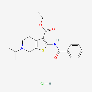 molecular formula C20H25ClN2O3S B2945641 Ethyl 2-benzamido-6-isopropyl-4,5,6,7-tetrahydrothieno[2,3-c]pyridine-3-carboxylate hydrochloride CAS No. 1190017-40-3