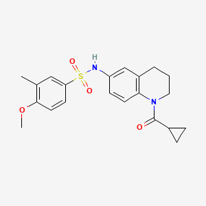 molecular formula C21H24N2O4S B2945665 N-(1-cyclopropanecarbonyl-1,2,3,4-tetrahydroquinolin-6-yl)-4-methoxy-3-methylbenzene-1-sulfonamide CAS No. 954082-11-2