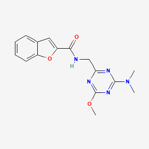 molecular formula C16H17N5O3 B2945670 N-((4-(dimethylamino)-6-methoxy-1,3,5-triazin-2-yl)methyl)benzofuran-2-carboxamide CAS No. 2034466-52-7