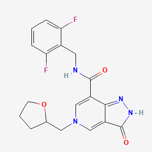 molecular formula C19H18F2N4O3 B2945685 N-(2,6-difluorobenzyl)-3-oxo-5-((tetrahydrofuran-2-yl)methyl)-3,5-dihydro-2H-pyrazolo[4,3-c]pyridine-7-carboxamide CAS No. 1207023-14-0