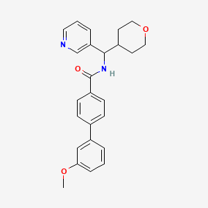 molecular formula C25H26N2O3 B2945686 3'-methoxy-N-(pyridin-3-yl(tetrahydro-2H-pyran-4-yl)methyl)-[1,1'-biphenyl]-4-carboxamide CAS No. 2034343-82-1