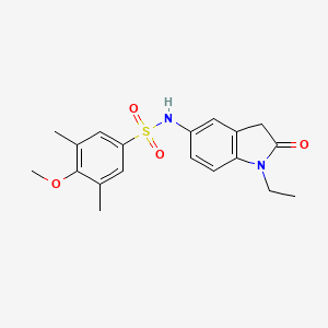 molecular formula C19H22N2O4S B2945750 N-(1-ethyl-2-oxoindolin-5-yl)-4-methoxy-3,5-dimethylbenzenesulfonamide CAS No. 921861-56-5
