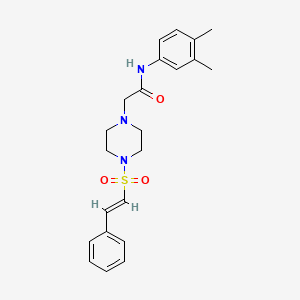 molecular formula C22H27N3O3S B2945802 N-(3,4-dimethylphenyl)-2-[4-[(E)-2-phenylethenyl]sulfonylpiperazin-1-yl]acetamide CAS No. 1002318-73-1