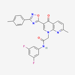 molecular formula C26H19F2N5O3 B2945818 N-(3,5-difluorophenyl)-2-{7-methyl-3-[3-(4-methylphenyl)-1,2,4-oxadiazol-5-yl]-4-oxo-1,4-dihydro-1,8-naphthyridin-1-yl}acetamide CAS No. 1032002-43-9
