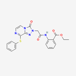 molecular formula C22H19N5O4S B2945832 ethyl 2-{2-[3-oxo-8-(phenylsulfanyl)-2H,3H-[1,2,4]triazolo[4,3-a]pyrazin-2-yl]acetamido}benzoate CAS No. 1216988-96-3