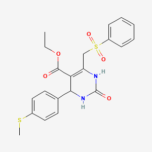 molecular formula C21H22N2O5S2 B2945868 ethyl 6-[(benzenesulfonyl)methyl]-4-[4-(methylsulfanyl)phenyl]-2-oxo-1,2,3,4-tetrahydropyrimidine-5-carboxylate CAS No. 866340-19-4