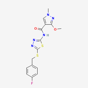 molecular formula C15H14FN5O2S2 B2945875 N-(5-((4-fluorobenzyl)thio)-1,3,4-thiadiazol-2-yl)-3-methoxy-1-methyl-1H-pyrazole-4-carboxamide CAS No. 1170550-40-9