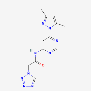 molecular formula C12H13N9O B2945885 N-(6-(3,5-dimethyl-1H-pyrazol-1-yl)pyrimidin-4-yl)-2-(1H-tetrazol-1-yl)acetamide CAS No. 1428378-48-6
