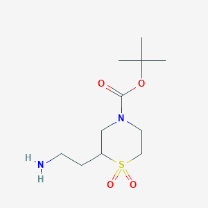 molecular formula C11H22N2O4S B2945904 tert-butyl 2-(2-aminoethyl)-1,1-dioxo-1lambda6-thiomorpholine-4-carboxylate CAS No. 1784378-85-3