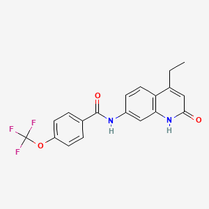 molecular formula C19H15F3N2O3 B2945920 N-(4-ethyl-2-oxo-1,2-dihydroquinolin-7-yl)-4-(trifluoromethoxy)benzamide CAS No. 1251634-15-7