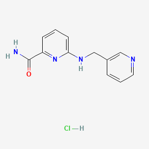 molecular formula C12H13ClN4O B2945923 6-[(Pyridin-3-ylmethyl)amino]pyridine-2-carboxamide hydrochloride CAS No. 1787963-51-2