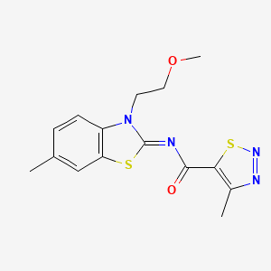 molecular formula C15H16N4O2S2 B2945965 (Z)-N-(3-(2-methoxyethyl)-6-methylbenzo[d]thiazol-2(3H)-ylidene)-4-methyl-1,2,3-thiadiazole-5-carboxamide CAS No. 1173575-66-0