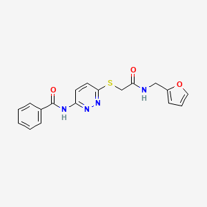 molecular formula C18H16N4O3S B2946011 N-(6-((2-((furan-2-ylmethyl)amino)-2-oxoethyl)thio)pyridazin-3-yl)benzamide CAS No. 1021119-93-6