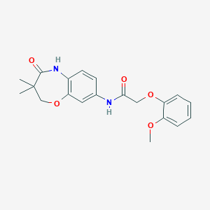 molecular formula C20H22N2O5 B2946077 N-(3,3-dimethyl-4-oxo-2,3,4,5-tetrahydro-1,5-benzoxazepin-8-yl)-2-(2-methoxyphenoxy)acetamide CAS No. 921540-44-5