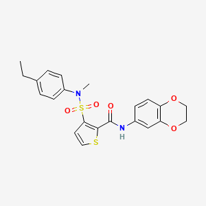 molecular formula C22H22N2O5S2 B2946105 N-(2,3-dihydro-1,4-benzodioxin-6-yl)-3-[(4-ethylphenyl)(methyl)sulfamoyl]thiophene-2-carboxamide CAS No. 1105248-94-9