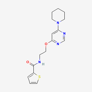 molecular formula C16H20N4O2S B2946110 N-(2-((6-(piperidin-1-yl)pyrimidin-4-yl)oxy)ethyl)thiophene-2-carboxamide CAS No. 1208923-15-2