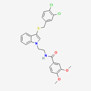 molecular formula C26H24Cl2N2O3S B2946111 N-[2-(3-{[(3,4-dichlorophenyl)methyl]sulfanyl}-1H-indol-1-yl)ethyl]-3,4-dimethoxybenzamide CAS No. 533867-49-1