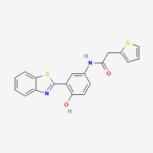molecular formula C19H14N2O2S2 B2946128 N-(3-(benzo[d]thiazol-2-yl)-4-hydroxyphenyl)-2-(thiophen-2-yl)acetamide CAS No. 921862-38-6