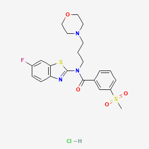 molecular formula C22H25ClFN3O4S2 B2946129 N-(6-FLUORO-1,3-BENZOTHIAZOL-2-YL)-3-METHANESULFONYL-N-[3-(MORPHOLIN-4-YL)PROPYL]BENZAMIDE HYDROCHLORIDE CAS No. 1219146-83-4
