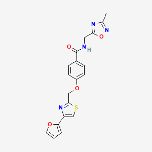 molecular formula C19H16N4O4S B2946153 4-((4-(furan-2-yl)thiazol-2-yl)methoxy)-N-((3-methyl-1,2,4-oxadiazol-5-yl)methyl)benzamide CAS No. 1251622-54-4