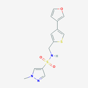 molecular formula C13H13N3O3S2 B2946181 N-{[4-(furan-3-yl)thiophen-2-yl]methyl}-1-methyl-1H-pyrazole-4-sulfonamide CAS No. 2380060-64-8