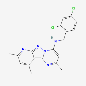 molecular formula C19H17Cl2N5 B2946232 N-[(2,4-dichlorophenyl)methyl]-4,11,13-trimethyl-3,7,8,10-tetrazatricyclo[7.4.0.02,7]trideca-1,3,5,8,10,12-hexaen-6-amine CAS No. 900257-77-4