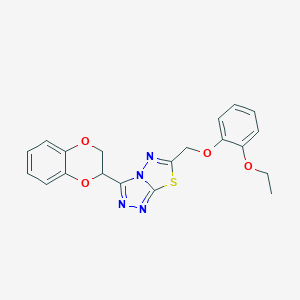 molecular formula C20H18N4O4S B294624 3-(2,3-DIHYDRO-1,4-BENZODIOXIN-2-YL)-6-[(2-ETHOXYPHENOXY)METHYL]-[1,2,4]TRIAZOLO[3,4-B][1,3,4]THIADIAZOLE 