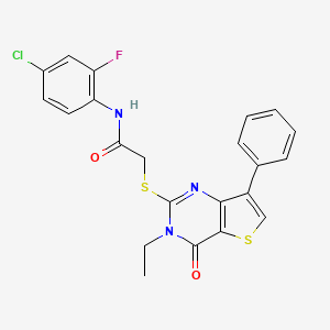 molecular formula C22H17ClFN3O2S2 B2946244 N-(4-chloro-2-fluorophenyl)-2-((3-ethyl-4-oxo-7-phenyl-3,4-dihydrothieno[3,2-d]pyrimidin-2-yl)thio)acetamide CAS No. 1207058-36-3