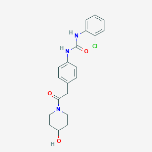 molecular formula C20H22ClN3O3 B2946292 1-(2-Chlorophenyl)-3-(4-(2-(4-hydroxypiperidin-1-yl)-2-oxoethyl)phenyl)urea CAS No. 1235283-59-6