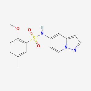 molecular formula C15H15N3O3S B2946293 2-methoxy-5-methyl-N-(pyrazolo[1,5-a]pyridin-5-yl)benzenesulfonamide CAS No. 2034403-81-9