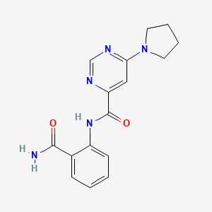 molecular formula C16H17N5O2 B2946374 N-(2-carbamoylphenyl)-6-(pyrrolidin-1-yl)pyrimidine-4-carboxamide CAS No. 2034364-89-9