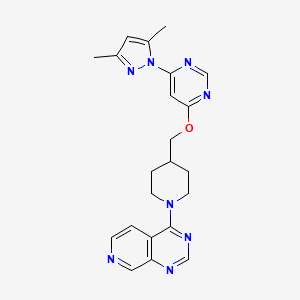 molecular formula C22H24N8O B2946434 4-(3,5-dimethyl-1H-pyrazol-1-yl)-6-[(1-{pyrido[3,4-d]pyrimidin-4-yl}piperidin-4-yl)methoxy]pyrimidine CAS No. 2379985-61-0