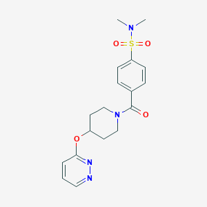 molecular formula C18H22N4O4S B2946435 N,N-dimethyl-4-(4-(pyridazin-3-yloxy)piperidine-1-carbonyl)benzenesulfonamide CAS No. 1797186-51-6