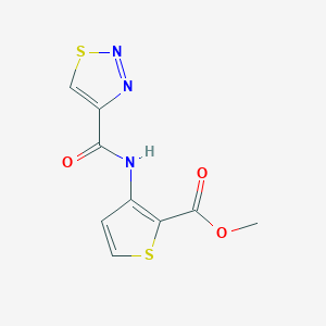 molecular formula C9H7N3O3S2 B2946448 Methyl 3-[(1,2,3-thiadiazol-4-ylcarbonyl)amino]-2-thiophenecarboxylate CAS No. 478261-72-2