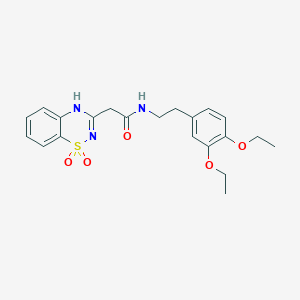 molecular formula C21H25N3O5S B2946456 N-(3,4-diethoxyphenethyl)-2-(1,1-dioxido-2H-benzo[e][1,2,4]thiadiazin-3-yl)acetamide CAS No. 942032-72-6