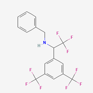 molecular formula C17H12F9N B2946458 Benzyl({1-[3,5-bis(trifluoromethyl)phenyl]-2,2,2-trifluoroethyl})amine CAS No. 1461708-64-4