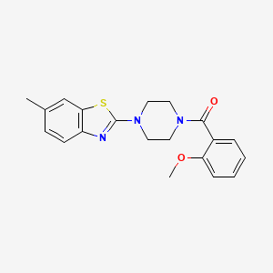 molecular formula C20H21N3O2S B2946460 2-[4-(2-methoxybenzoyl)piperazin-1-yl]-6-methyl-1,3-benzothiazole CAS No. 897467-39-9