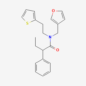 molecular formula C21H23NO2S B2946512 N-(furan-3-ylmethyl)-2-phenyl-N-(2-(thiophen-2-yl)ethyl)butanamide CAS No. 1421530-17-7