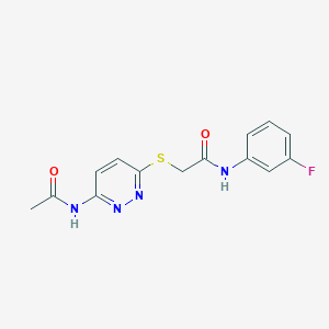 2-((6-acetamidopyridazin-3-yl)thio)-N-(3-fluorophenyl)acetamide