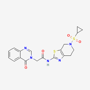 molecular formula C19H19N5O4S2 B2946538 N-(5-(cyclopropylsulfonyl)-4,5,6,7-tetrahydrothiazolo[5,4-c]pyridin-2-yl)-2-(4-oxoquinazolin-3(4H)-yl)acetamide CAS No. 1421500-11-9
