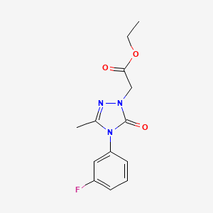 molecular formula C13H14FN3O3 B2946540 ethyl 2-[4-(3-fluorophenyl)-3-methyl-5-oxo-4,5-dihydro-1H-1,2,4-triazol-1-yl]acetate CAS No. 860786-32-9