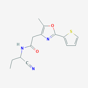 molecular formula C14H15N3O2S B2946548 N-(1-cyanopropyl)-2-[5-methyl-2-(thiophen-2-yl)-1,3-oxazol-4-yl]acetamide CAS No. 1280851-49-1
