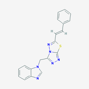 molecular formula C19H14N6S B294655 1-({6-[(1E)-2-PHENYLETHENYL]-[1,2,4]TRIAZOLO[3,4-B][1,3,4]THIADIAZOL-3-YL}METHYL)-1H-1,3-BENZODIAZOLE 
