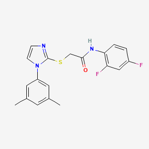 molecular formula C19H17F2N3OS B2946555 N-(2,4-difluorophenyl)-2-{[1-(3,5-dimethylphenyl)-1H-imidazol-2-yl]sulfanyl}acetamide CAS No. 851132-03-1