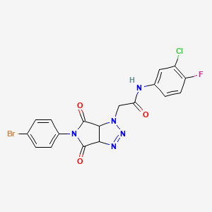 molecular formula C18H12BrClFN5O3 B2946581 2-[5-(4-bromophenyl)-4,6-dioxo-1H,3aH,4H,5H,6H,6aH-pyrrolo[3,4-d][1,2,3]triazol-1-yl]-N-(3-chloro-4-fluorophenyl)acetamide CAS No. 1052558-05-0