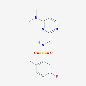 B2946611 N-((4-(dimethylamino)pyrimidin-2-yl)methyl)-5-fluoro-2-methylbenzenesulfonamide CAS No. 1797251-77-4