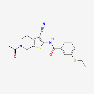 molecular formula C19H19N3O2S2 B2946613 N-(6-acetyl-3-cyano-4,5,6,7-tetrahydrothieno[2,3-c]pyridin-2-yl)-3-(ethylthio)benzamide CAS No. 886912-22-7